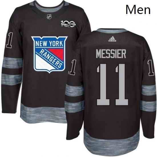 Mens Adidas New York Rangers 11 Mark Messier Authentic Black 1917 2017 100th Anniversary NHL Jersey